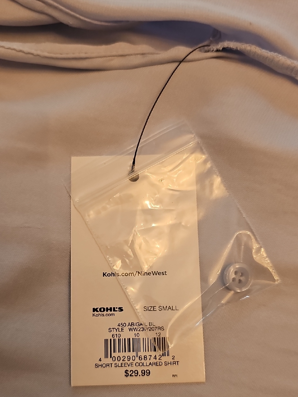 Nine West Pale Blue Short Sleeve Button-Front Shirt - Picture 8 of 8